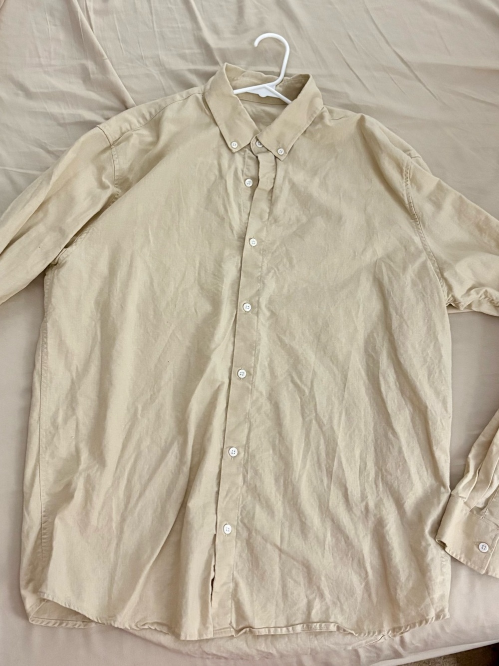 Men's Button-Down Shirt in Beige - Classic Casual Style